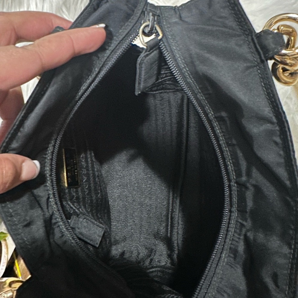 FLASH SALE🔥🔥🔥Authentic Prada Black Tessuto Nylon Handbag With Gold Hardware - Picture 13 of 14